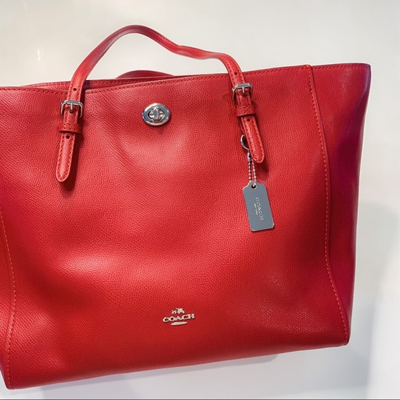 Coach Bags Coach Red Leather Tote Bag Poshmark